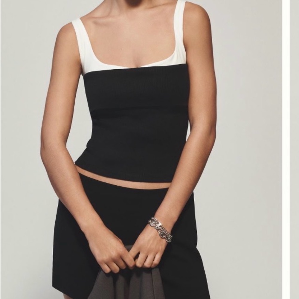 Wilfred Strapless Dress in Black and Cream
